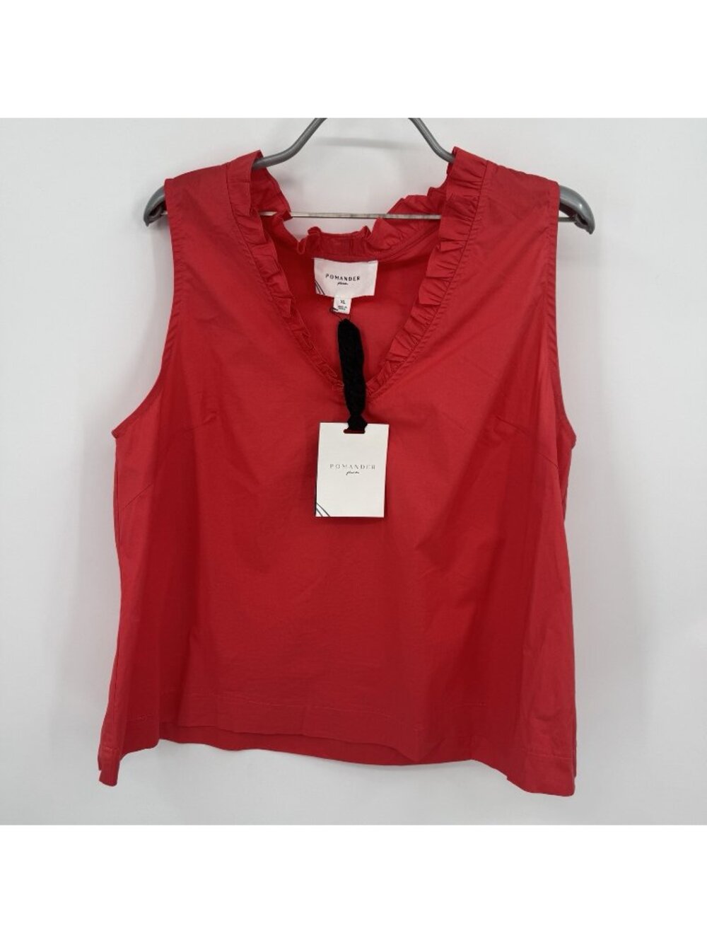 Pomander Place by Tuckernuck Poppy Red Veronica Top XL Sleeveless Ruffle V-Neck*